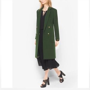 Michael Kors double breasted insulated green wool blend coat size 0